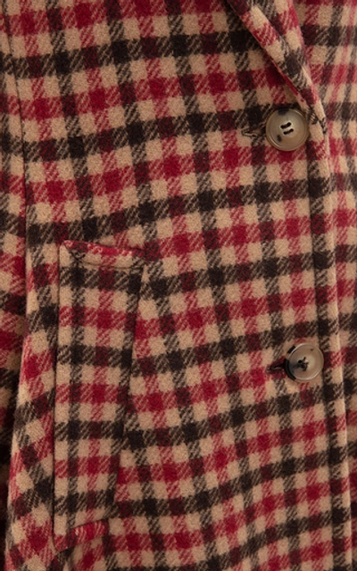 Shop Jw Anderson Asymmetric Checked Woven Coat In Plaid