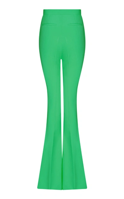 Shop Safiyaa Halluana Stretch-crepe Flare-leg Trousers In Green