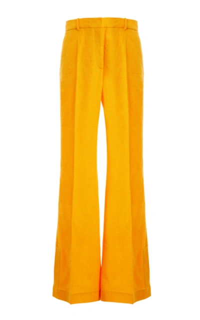 Shop Joseph Tena Cotton-blend Flared-leg Trousers In Orange