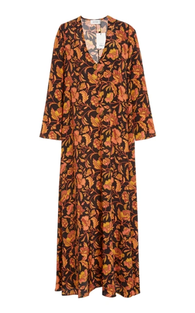 Shop Matteau Printed Silk Tunic Dress In Floral