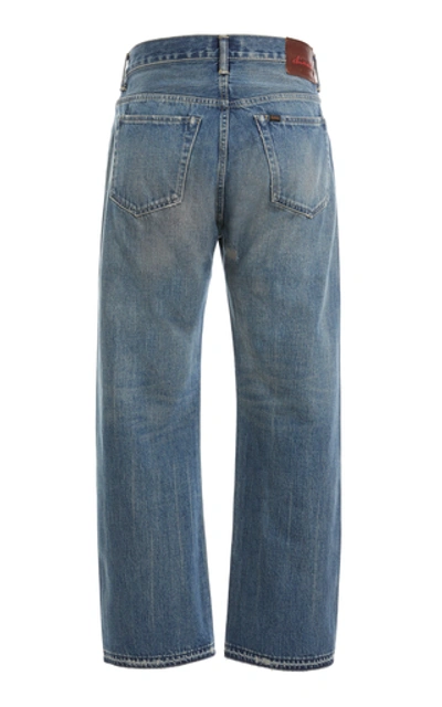 Shop Chimala Cropped Selvedge Denim Straight-leg Jeans In Medium Wash