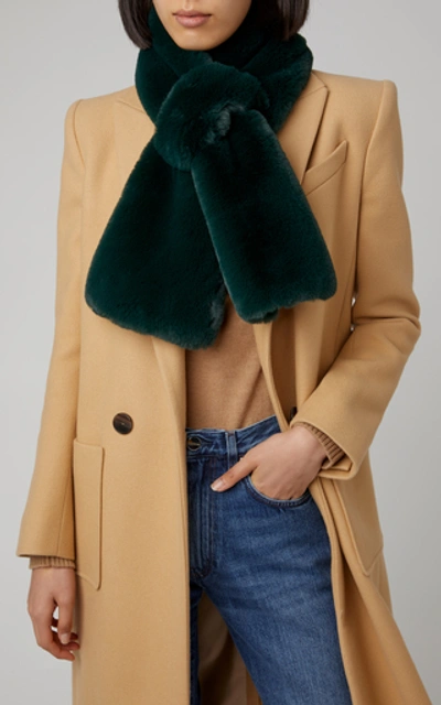 Shop Apparis Luna Faux Fur Scarf In Dark Green