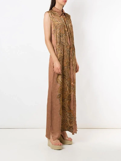 Shop Amir Slama Paisley-print Shirt Dress In Brown