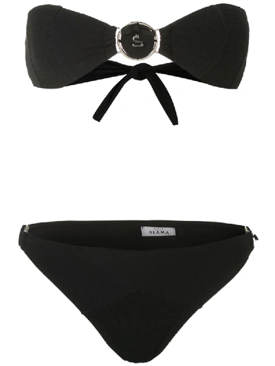 Shop Amir Slama Strapless Buckled Bikini Set In Black