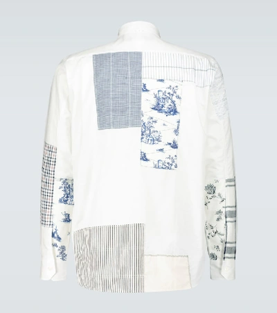 Shop Junya Watanabe Patchwork Cotton And Linen-blend Shirt In White