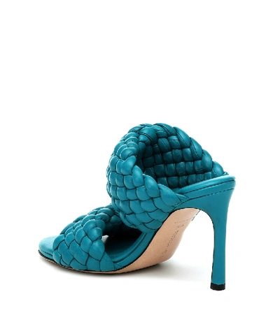 Shop Bottega Veneta Curve Leather Sandals In Blue