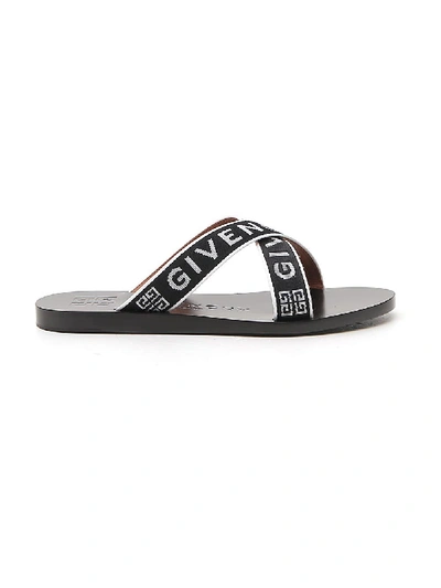 Shop Givenchy Logo Crossover Strap Sandals In Black