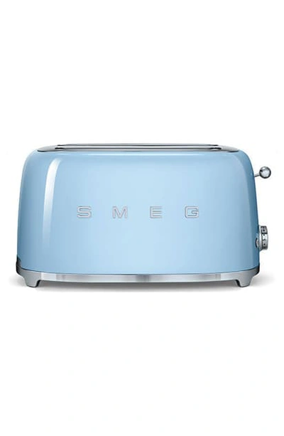 Shop Smeg 50s Retro Style Four-slice Toaster In Pastel Blue