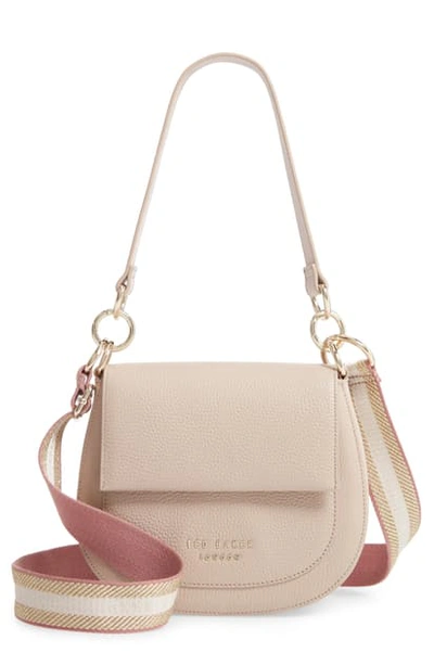 Shop Ted Baker Amali Leather Crossbody Bag In Taupe