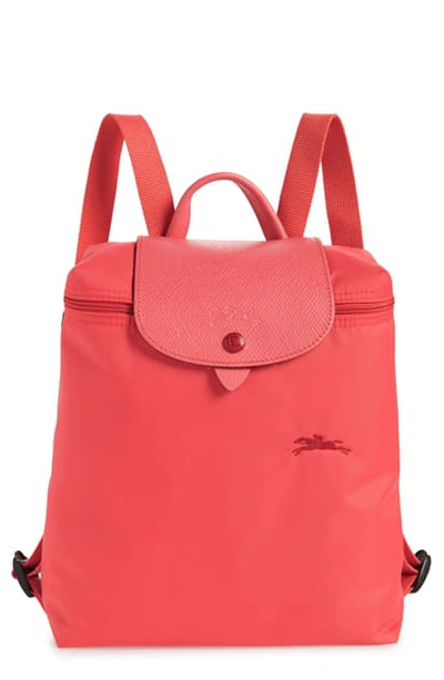 Shop Longchamp Le Pliage Club Backpack In Pomegranate