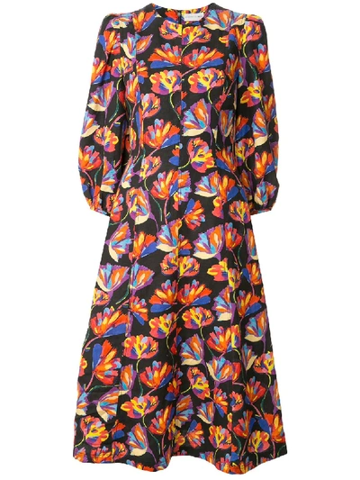 Shop Rebecca Vallance Cintia Flared Day Dress In Multicolour