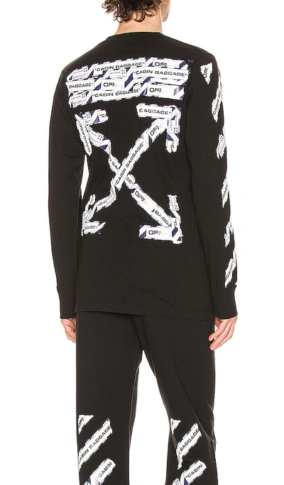 Shop Off-white Airport Tape Long Sleeve Tee In Black & Multi