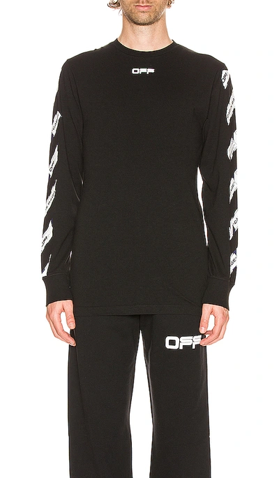 Shop Off-white Airport Tape Long Sleeve Tee In Black & Multi