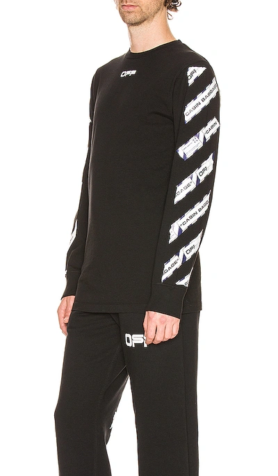 Shop Off-white Airport Tape Long Sleeve Tee In Black & Multi