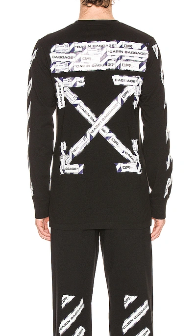 Shop Off-white Airport Tape Long Sleeve Tee In Black & Multi