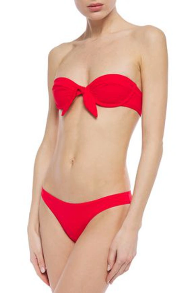 Shop Mara Hoffman Diem Knotted Bandeau Bikini Top In Tomato Red