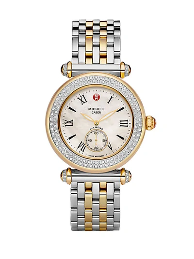Shop Michele Caber Diamond Two-tone Bracelet Watch