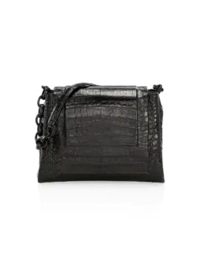 Shop Nancy Gonzalez Medium Crocodile Shoulder Bag In Black