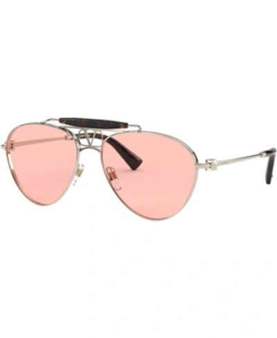 Shop Valentino Sunglasses, Va2039 In Light Gold/pink