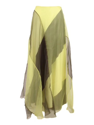 Shop Arthur Arbesser Polyester Skirt In Green Yellow