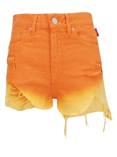 Shop Denimist Denim Shorts In Orange Dip