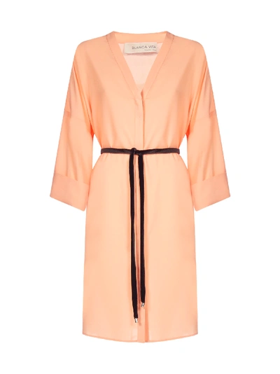 Shop Blanca Vita Adele Crepe Shirt Dress In Corniola