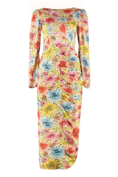 Shop Alexa Chung Adeline Printed Satin Sheath Dress In Multicolor