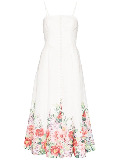 Shop Zimmermann Bellitude Floral Corset Dress In White