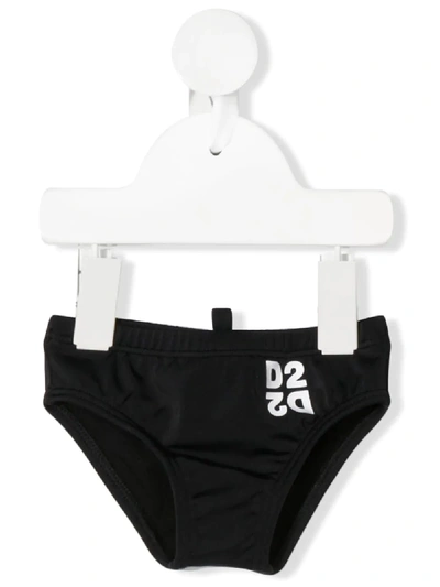 Shop Dsquared2 Mirrored D2 Swim Briefs In Black