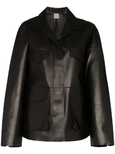 Shop Totême Button-front Shirt Jacket In Black