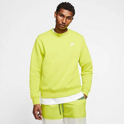 Shop Nike Men's Sportswear Club Fleece Crewneck Sweatshirt In Yellow