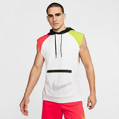 Shop Nike Men's Dri-fit Cut-off Hoodie In White