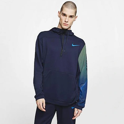 Shop Nike Men's Dri-fit Half-zip Training Hoodie In Blue