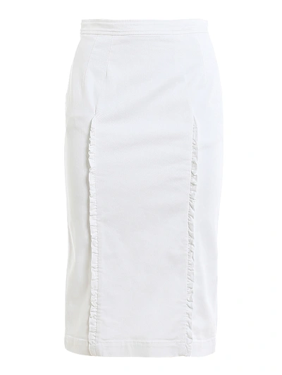 Shop N°21 Pencil Skirt With Ruffles In White