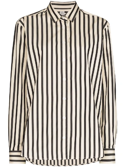 Shop Totême Stripe-pattern Long-sleeve Blouse In Neutrals