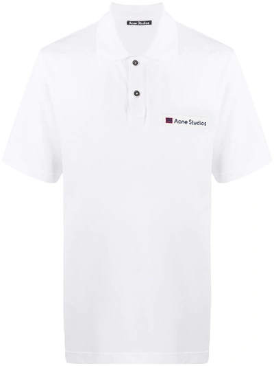 Shop Acne Studios Logo Print Polo Shirt In White