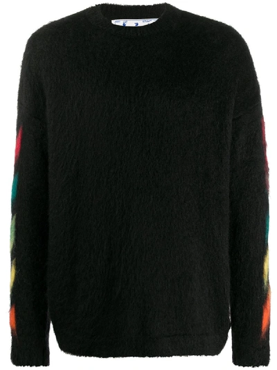 Shop Off-white Arrows Print Brushed-effect Jumper In Black