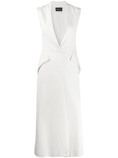 Shop Andrea Ya'aqov Rear-vent Long-line Waistcoat In White