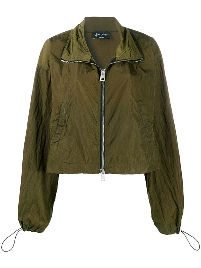 Shop Andrea Ya'aqov Flared Cropped Jacket In Green