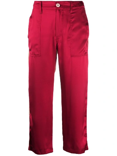 Shop Jejia Two-toned Cropped Trousers In Red