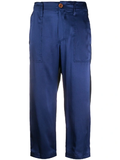 Shop Jejia Two-toned Cropped Trousers In Blue