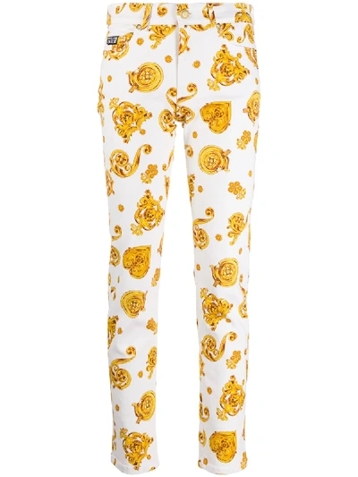 Shop Versace Jeans Couture Graphic Print Jeans In White