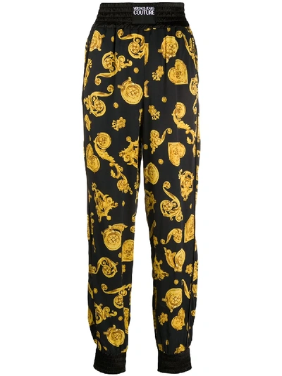 Shop Versace Jeans Couture Printed Trousers In Black