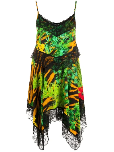 Shop Versace Jeans Couture Lace Handkerchief Dress In Green
