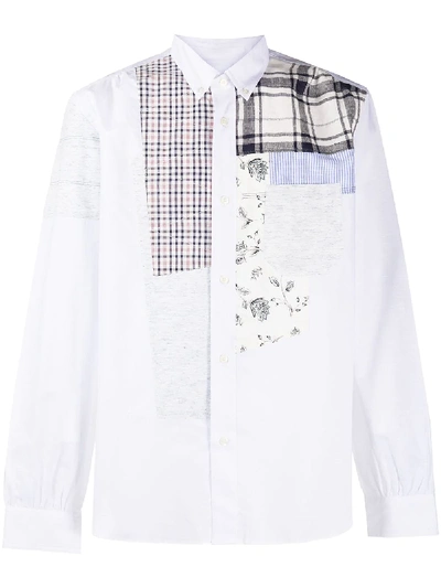Shop Junya Watanabe Long Sleeve Patchwork Shirt In White