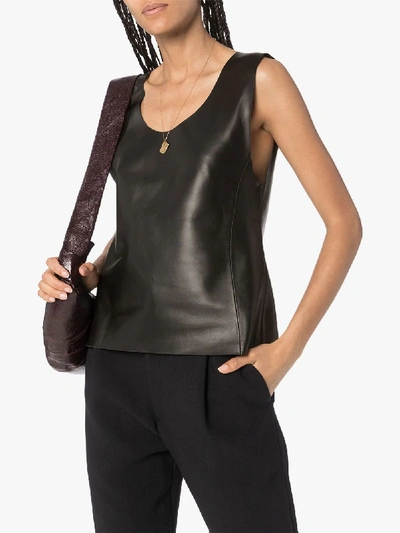 Shop Totême Bergara Sleeveless Leather Top In Black