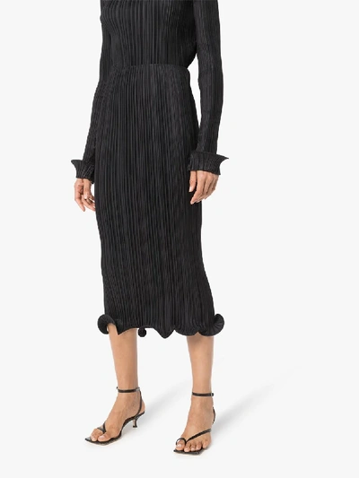 Shop Totême Pleated Midi Skirt In Black