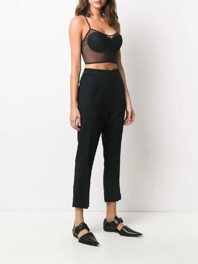 Shop Ann Demeulemeester Cropped Straight Trousers In Black