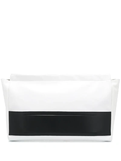 Shop Plan C Large Monochrome Panelled Clutch Bag In White