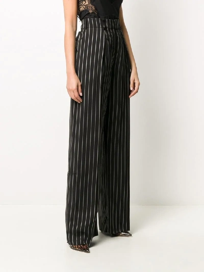Shop Alexandre Vauthier High Rise Pinstripe Trousers In Black